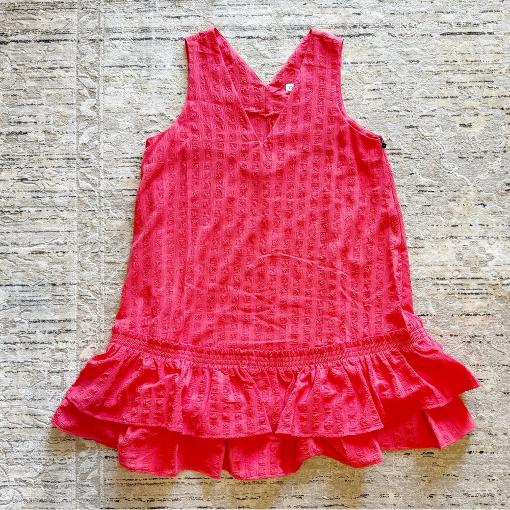 Calvin Klein Textured Ruffle Hem Dress